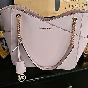 Michael Kors "tulip" bag, pale pink and brass handles/straps